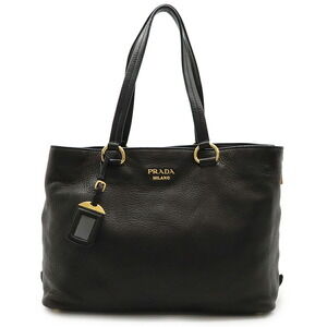 Prada CERVO tote Shoulder Bag DEERSKIN Black